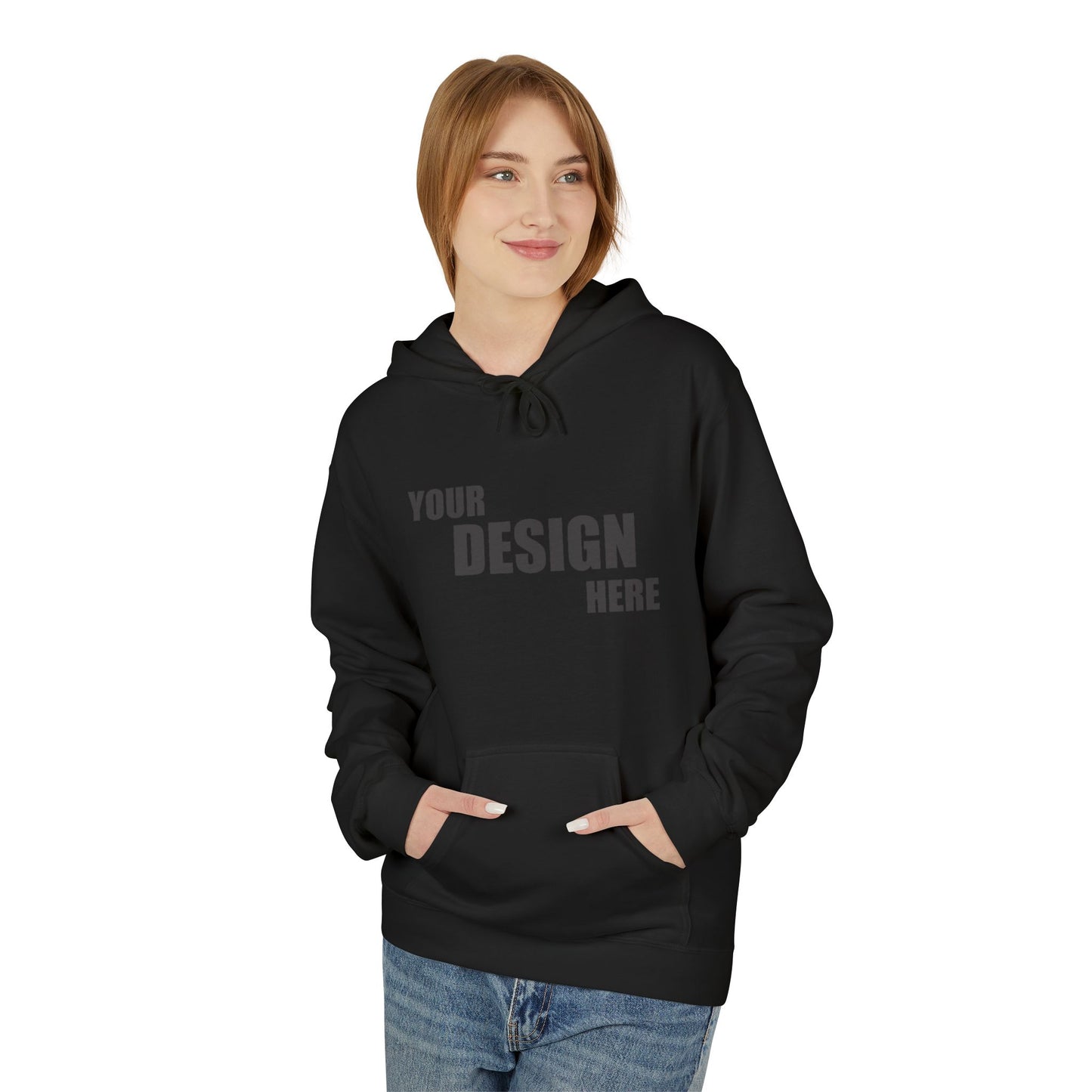 Classic White Hoodie — Custom "Your Design Here" Front Print - Relaxed Unisex
