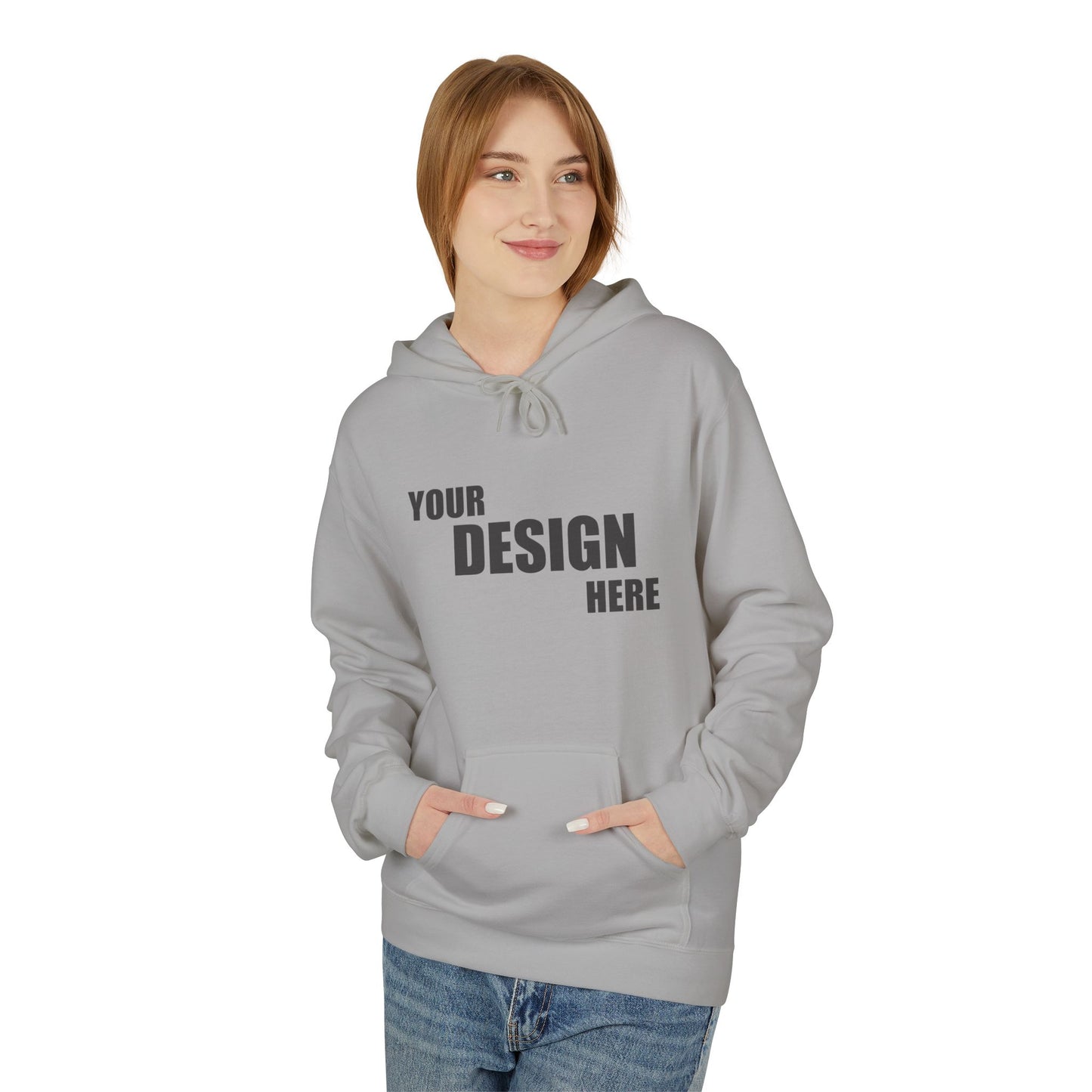 Classic White Hoodie — Custom "Your Design Here" Front Print - Relaxed Unisex