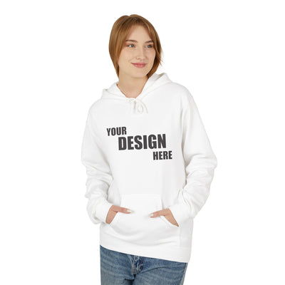 Classic White Hoodie — Custom "Your Design Here" Front Print - Relaxed Unisex