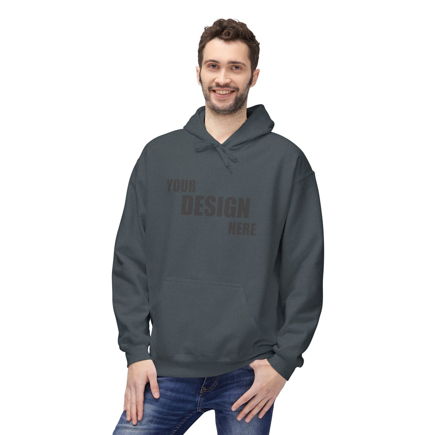 Classic White Hoodie — Custom "Your Design Here" Front Print - Relaxed Unisex