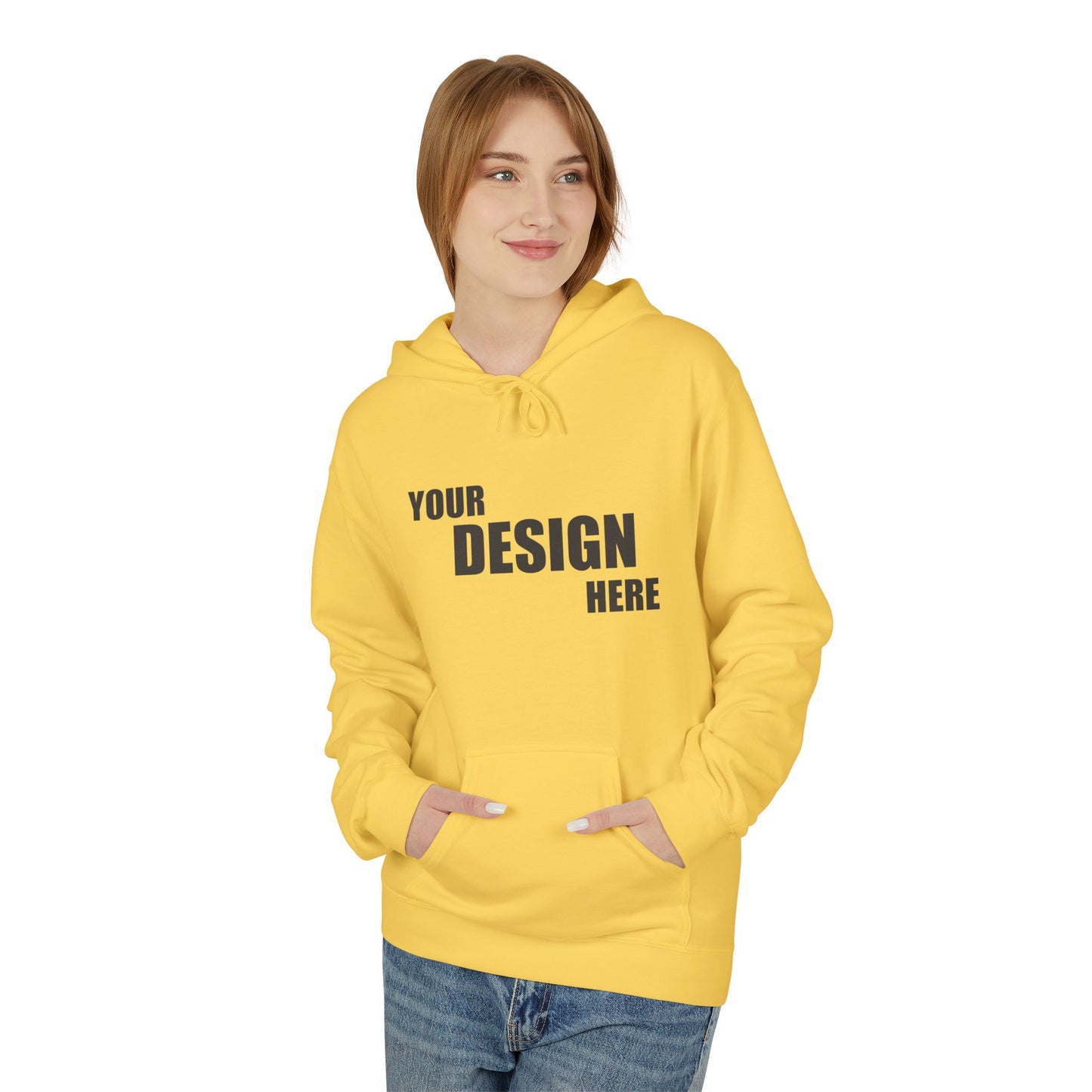 Classic White Hoodie — Custom "Your Design Here" Front Print - Relaxed Unisex