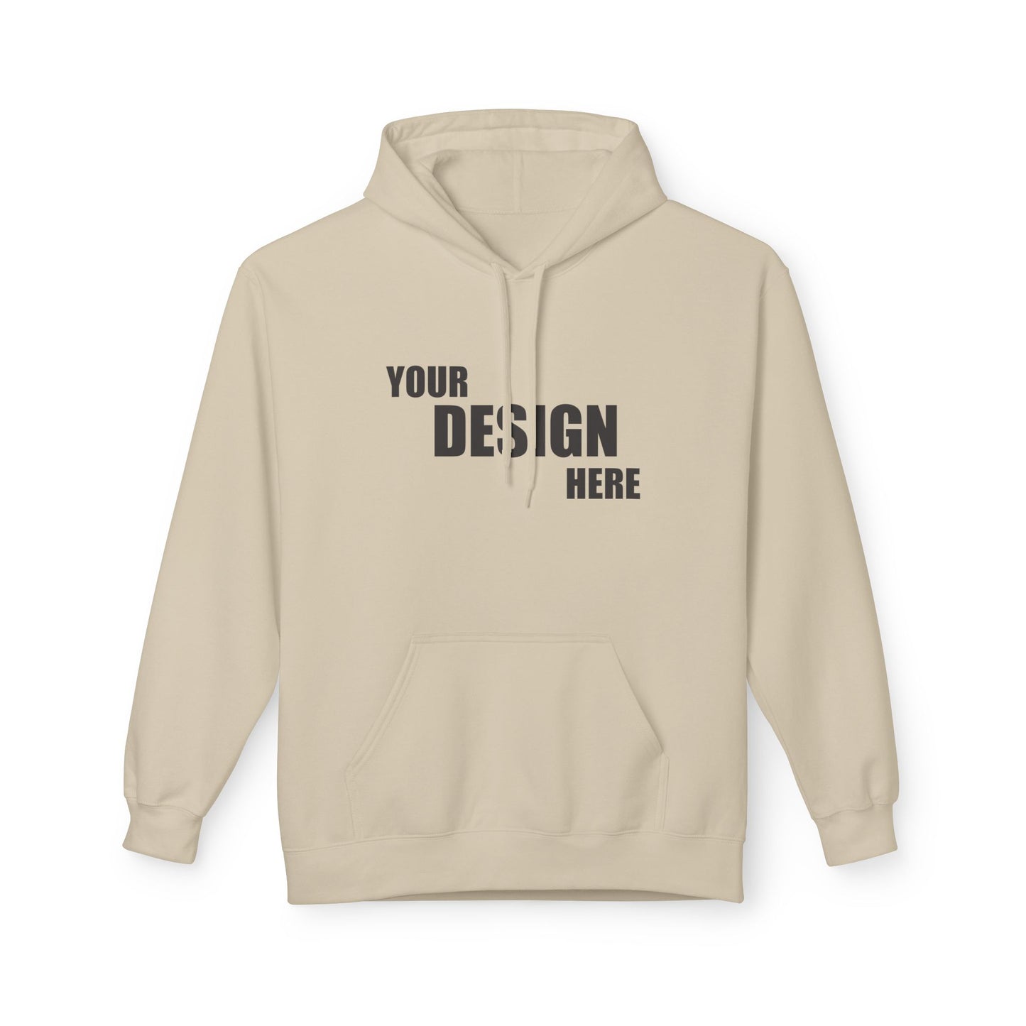 Classic White Hoodie — Custom "Your Design Here" Front Print - Relaxed Unisex