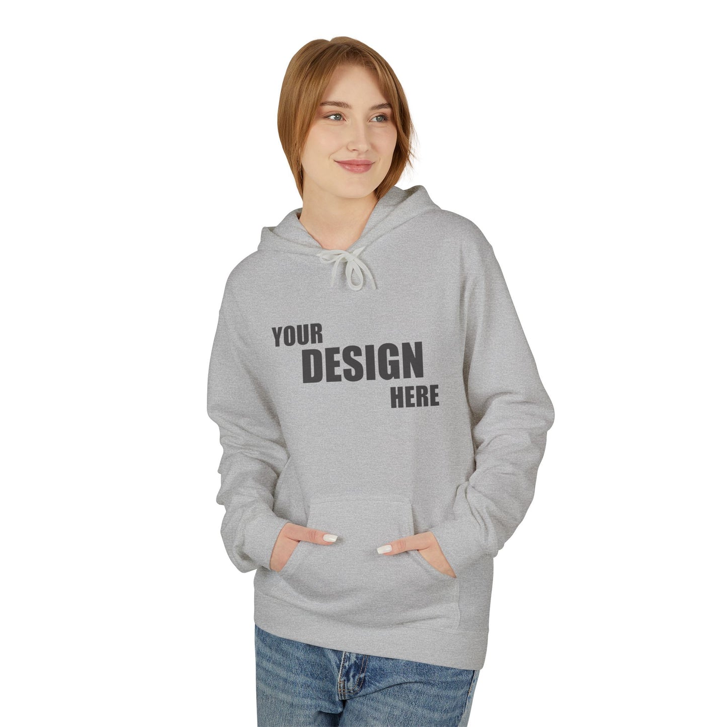 Classic White Hoodie — Custom "Your Design Here" Front Print - Relaxed Unisex