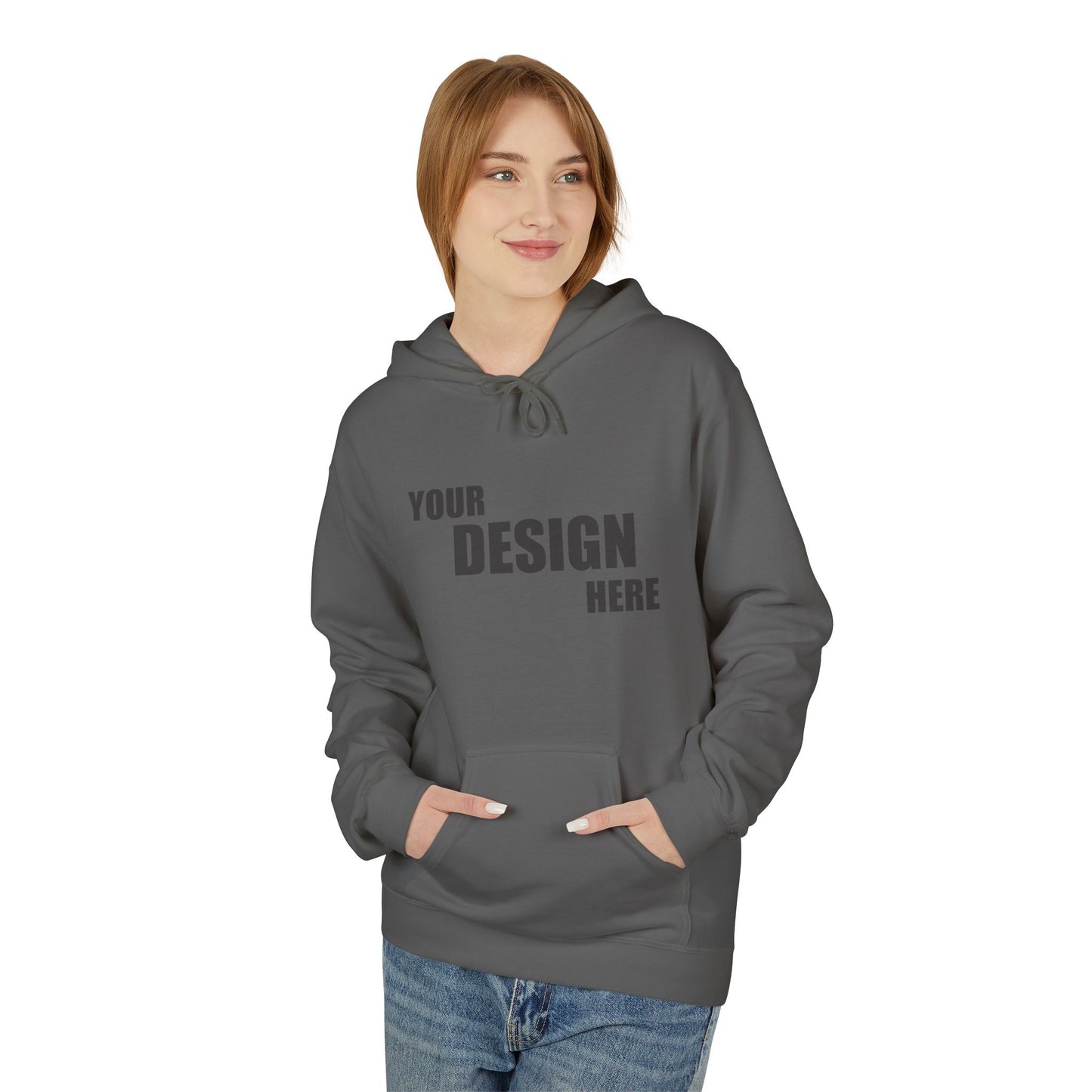 Classic White Hoodie — Custom "Your Design Here" Front Print - Relaxed Unisex