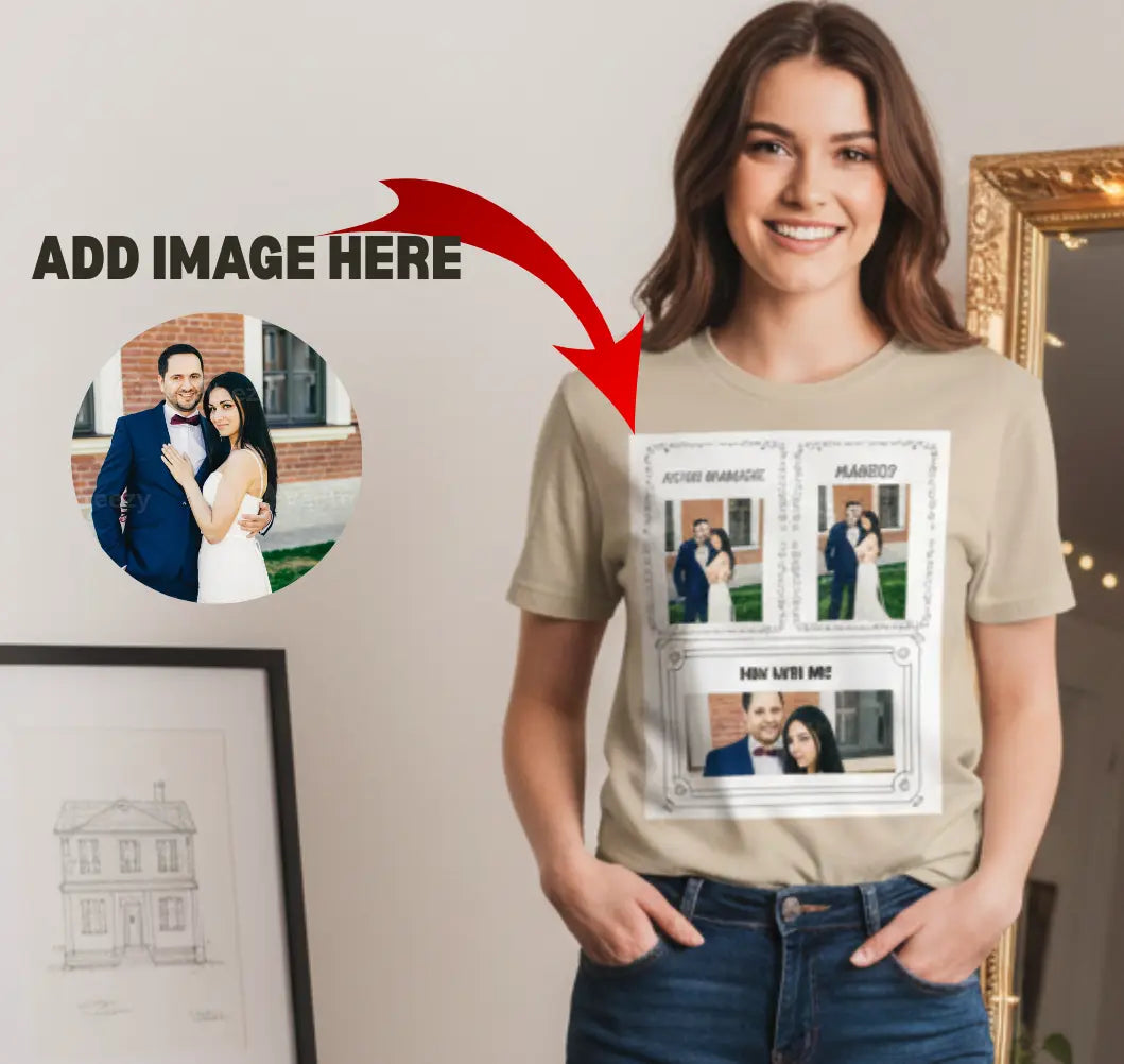 Custom Couple 3 Image T-Shirt | LOVE BIRDS
