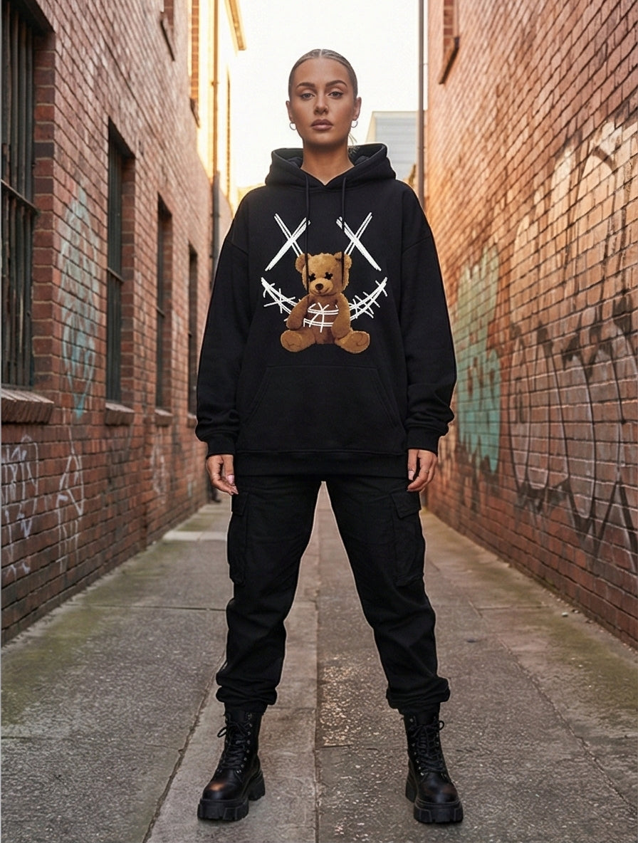 Emoji Teddy Bear Hoodie - Oversized