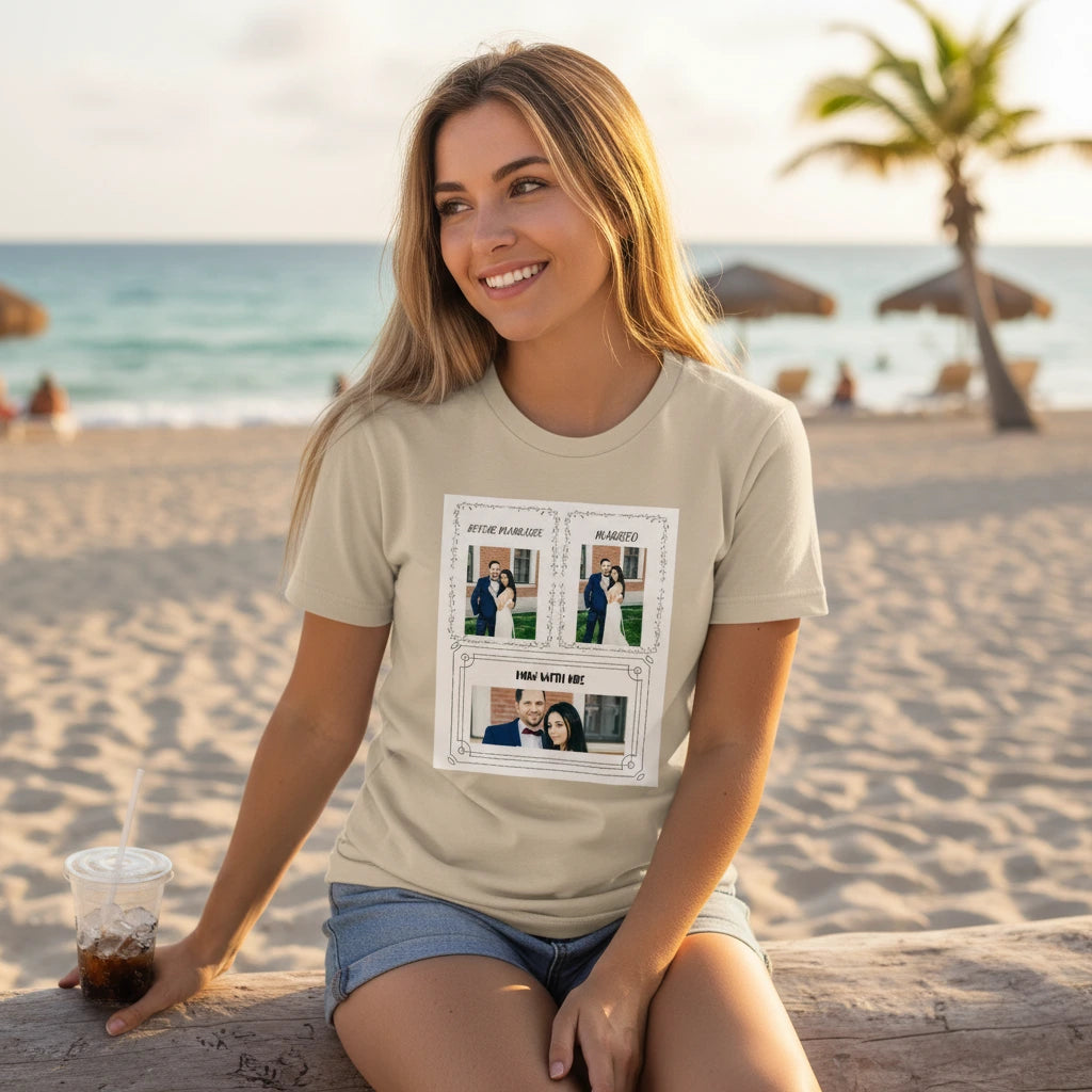 Custom Couple 3 Image T-Shirt | LOVE BIRDS