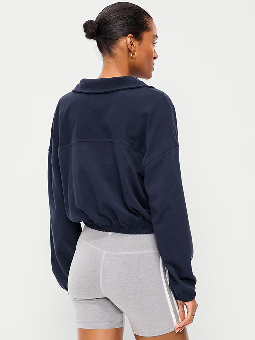 Button-Up Funnel-Neck Sweatshirt