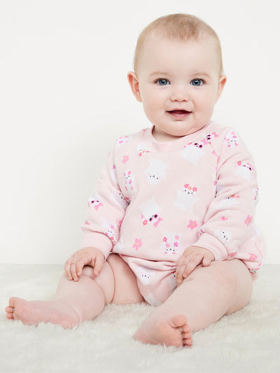 Printed Long-Sleeve Fleece Bodysuit for Baby