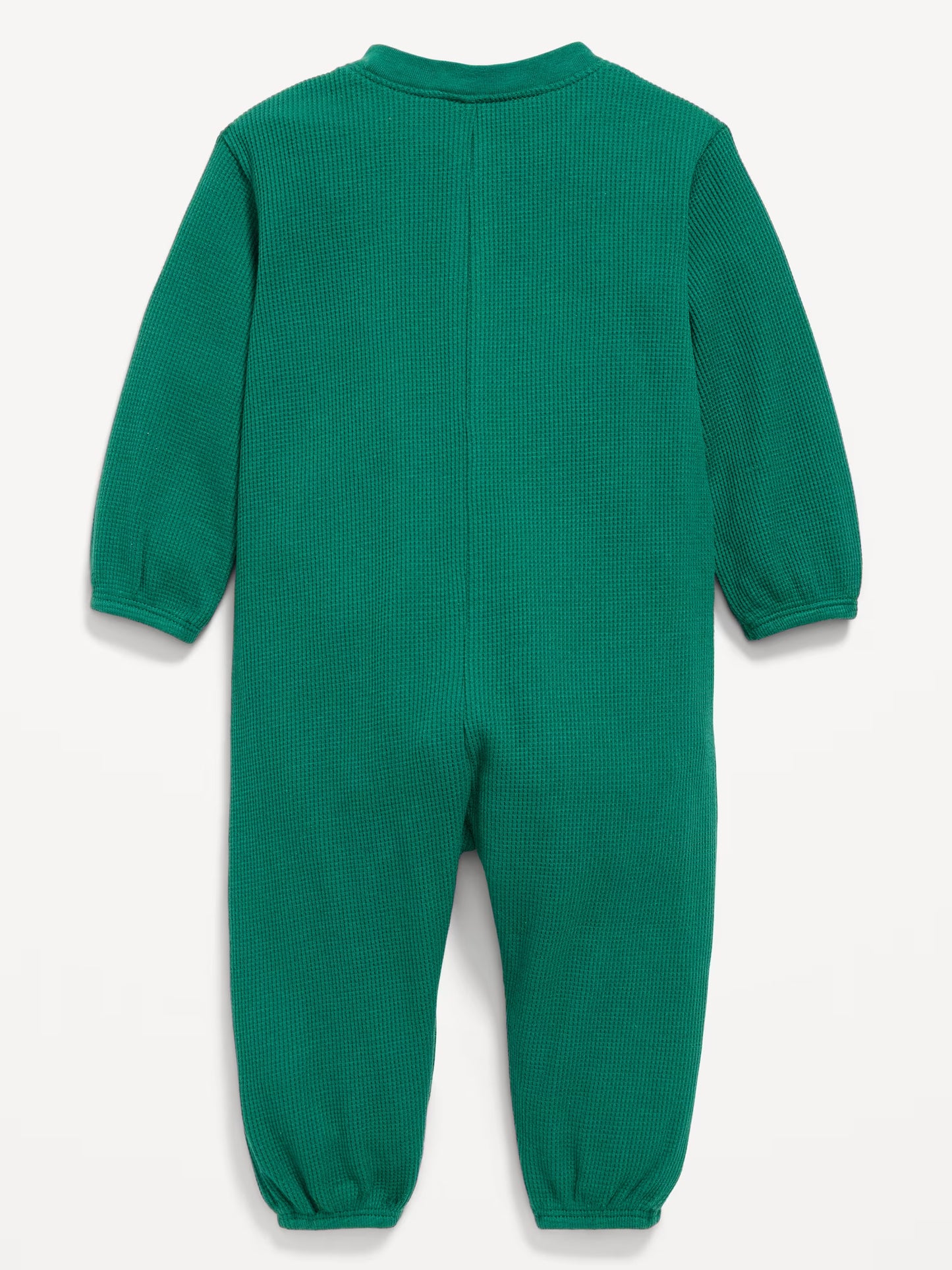 Long-Sleeve Waffle-Knit Henley One-Piece for Baby