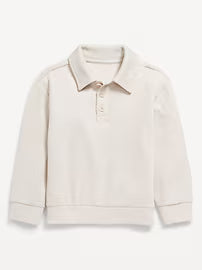 Oversized Long-Sleeve Ribbed Polo Sweater for Toddler Boys