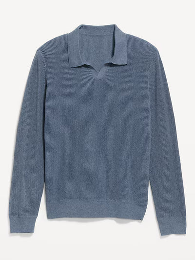 Long-Sleeve Sweater-Knit Polo
