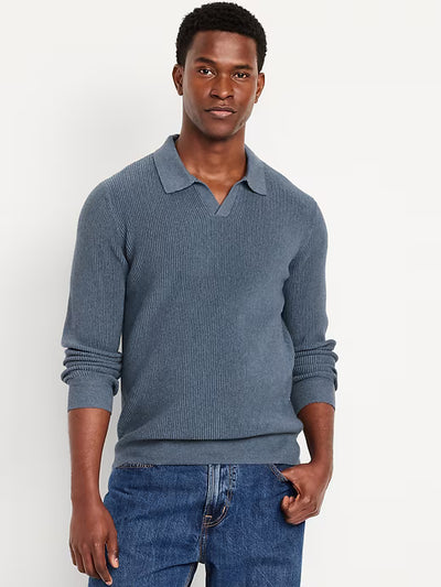 Long-Sleeve Sweater-Knit Polo