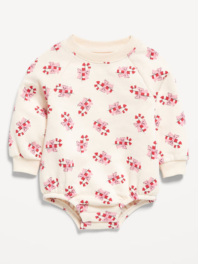 Printed Long-Sleeve Fleece One-Piece Romper for Baby