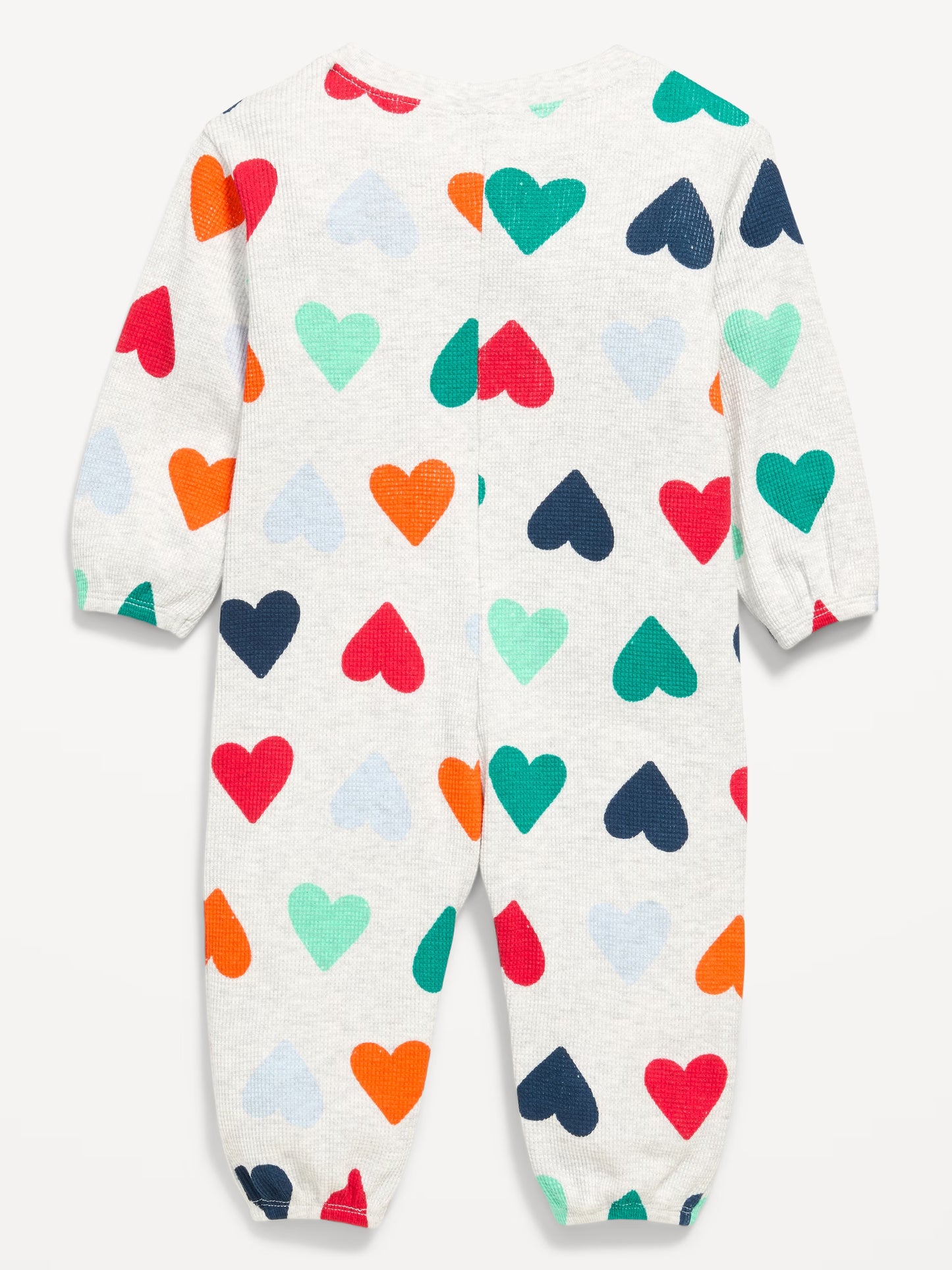 Long-Sleeve Waffle-Knit Henley One-Piece for Baby