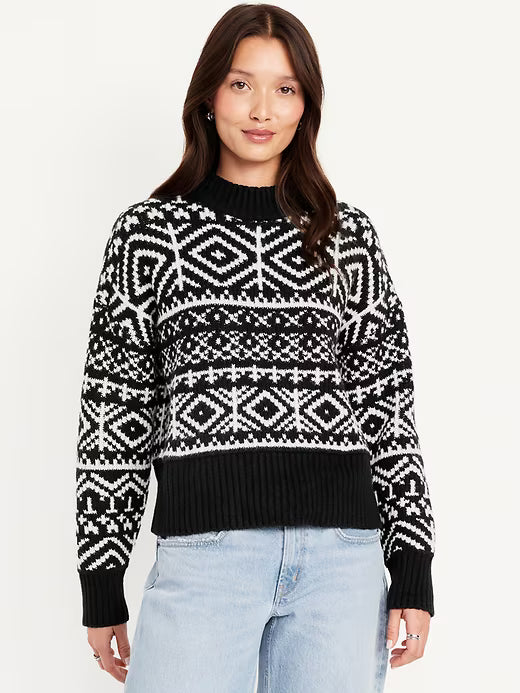 SoSoft Mock-Neck Fair Isle Sweater
