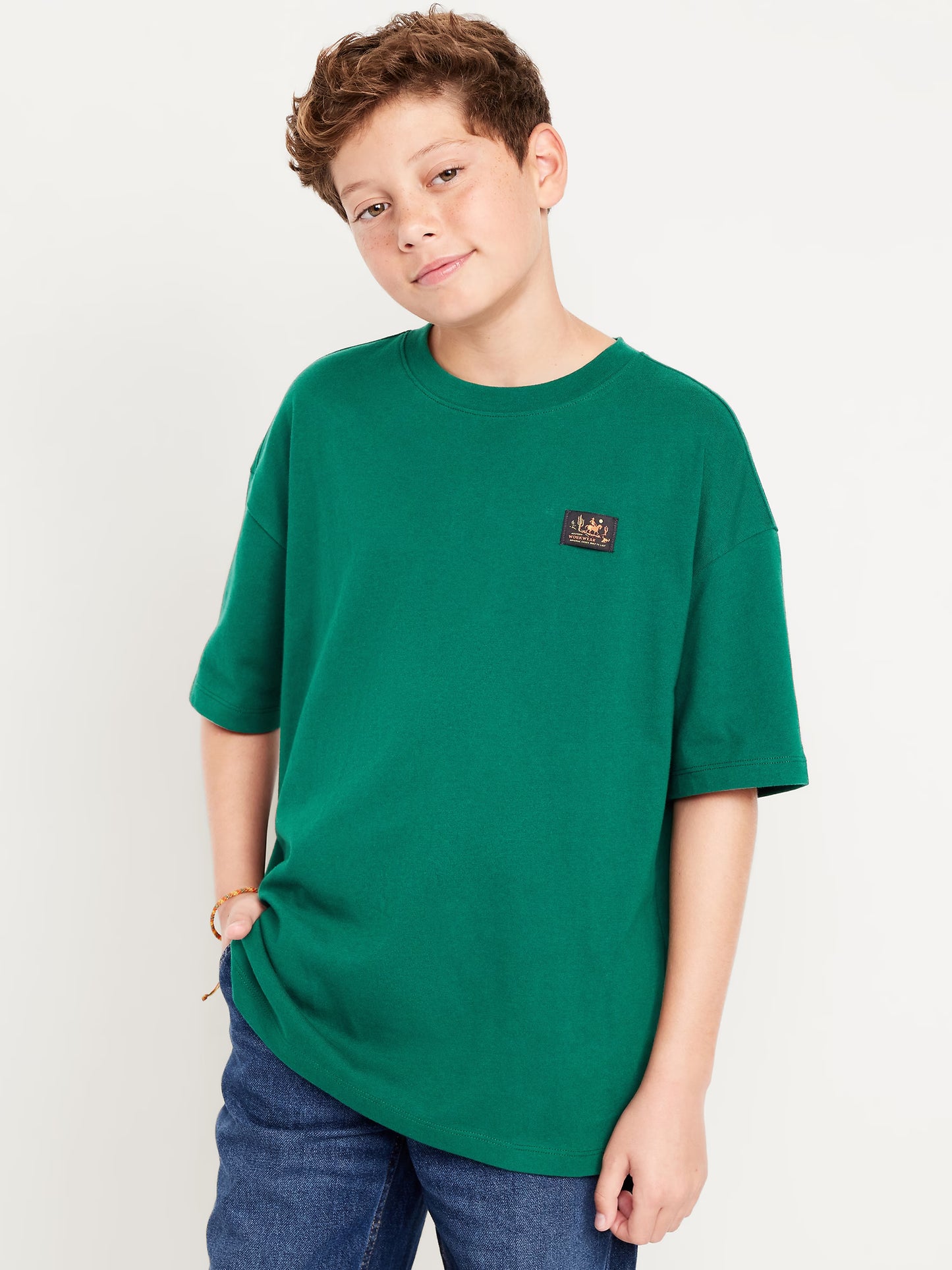 Oversized Short-Sleeve Graphic T-Shirt for Boys | Green