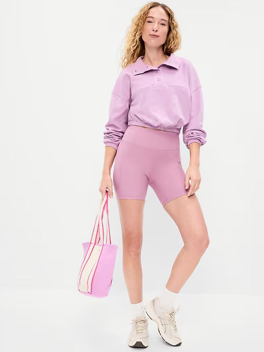 Button-Up Funnel-Neck Sweatshirt