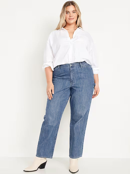High-Waisted OG Loose Rigid Jeans | Striped