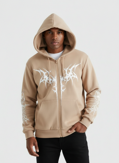 Graphic Zip-Up Unisex Hoodie – Relaxed Streetwear Fit
