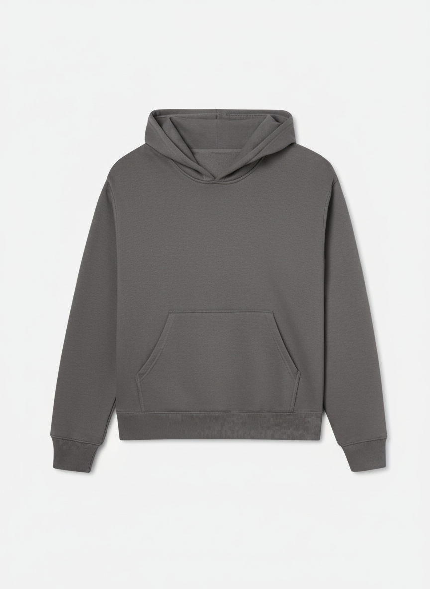 Charcoal Grey Plain Hoodie - Relaxed Unisex
